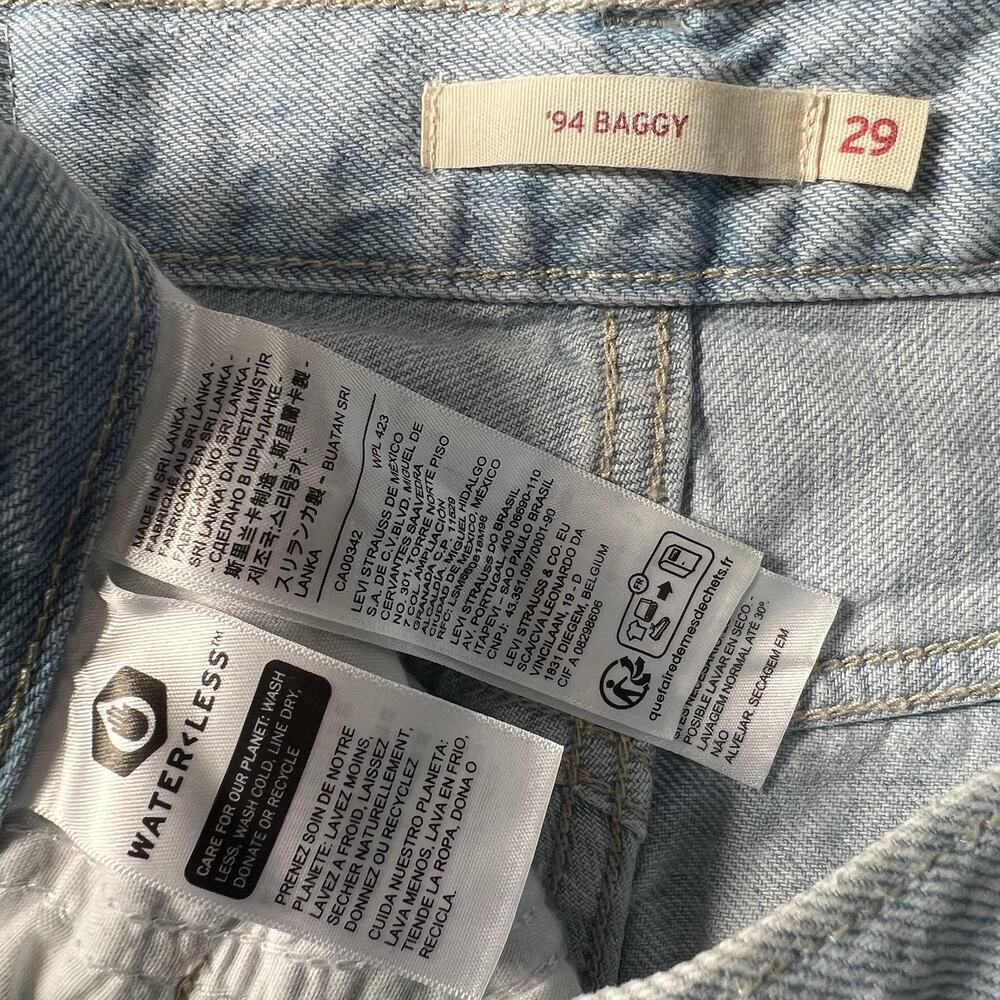 Levis Womens Y2K Style Mid Rise 94s Baggy Wide Leg Jeans Sz 29 Lightwash Skater - Picture 8 of 15